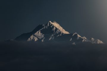 Beautiful shot of a snowy mountain at sunset for testing